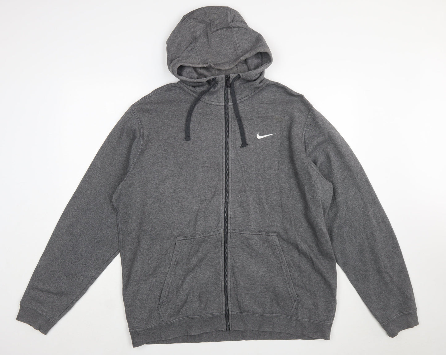 Nike Men's Grey XL Full Zip Hoodie Sweatshirt with Logo