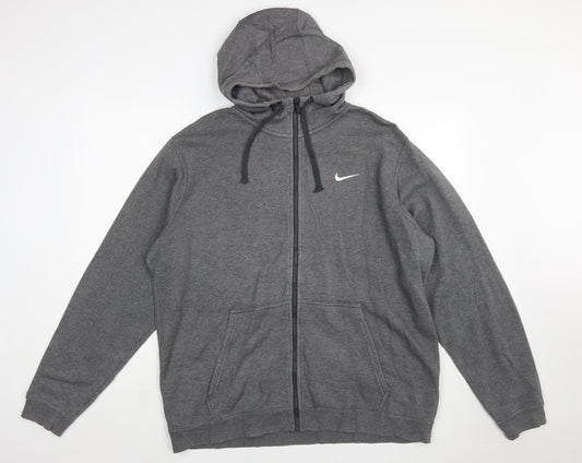 Nike Men's Grey XL Full Zip Hoodie Sweatshirt with Logo
