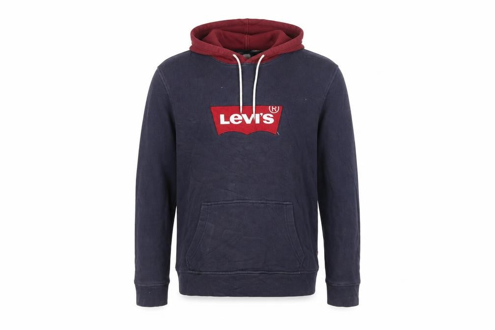 Levi's Men's Blue Pullover Hoodie M Logo Fleece Sweatshirt