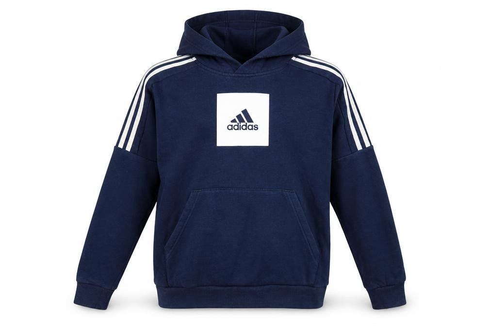 Adidas Boys Navy Blue Pullover Hoodie 13-14 Years Cotton Blend