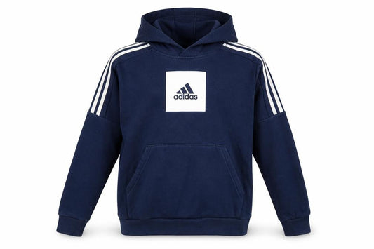 Adidas Boys Navy Blue Pullover Hoodie 13-14 Years Cotton Blend
