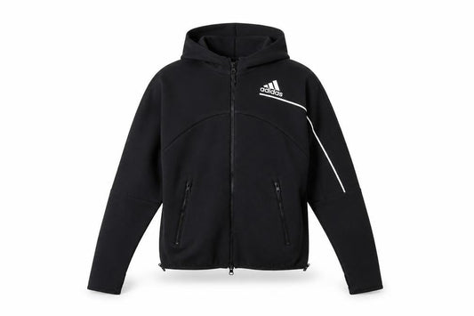 Front view of Adidas women’s black full zip hoodie s 8-10 hooded sportswear