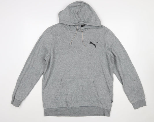 Puma Men's Grey Pullover Hoodie M Regular Fit Logo Sweatshirt