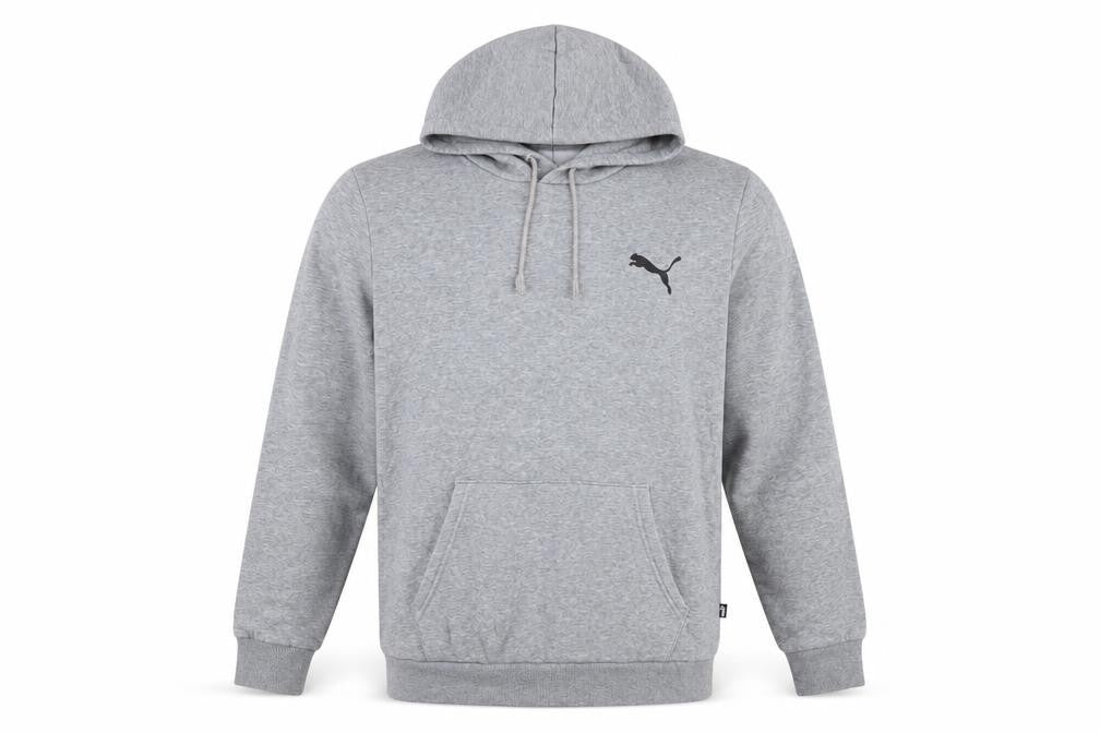 Puma Men's Grey Pullover Hoodie M Regular Fit Logo Sweatshirt
