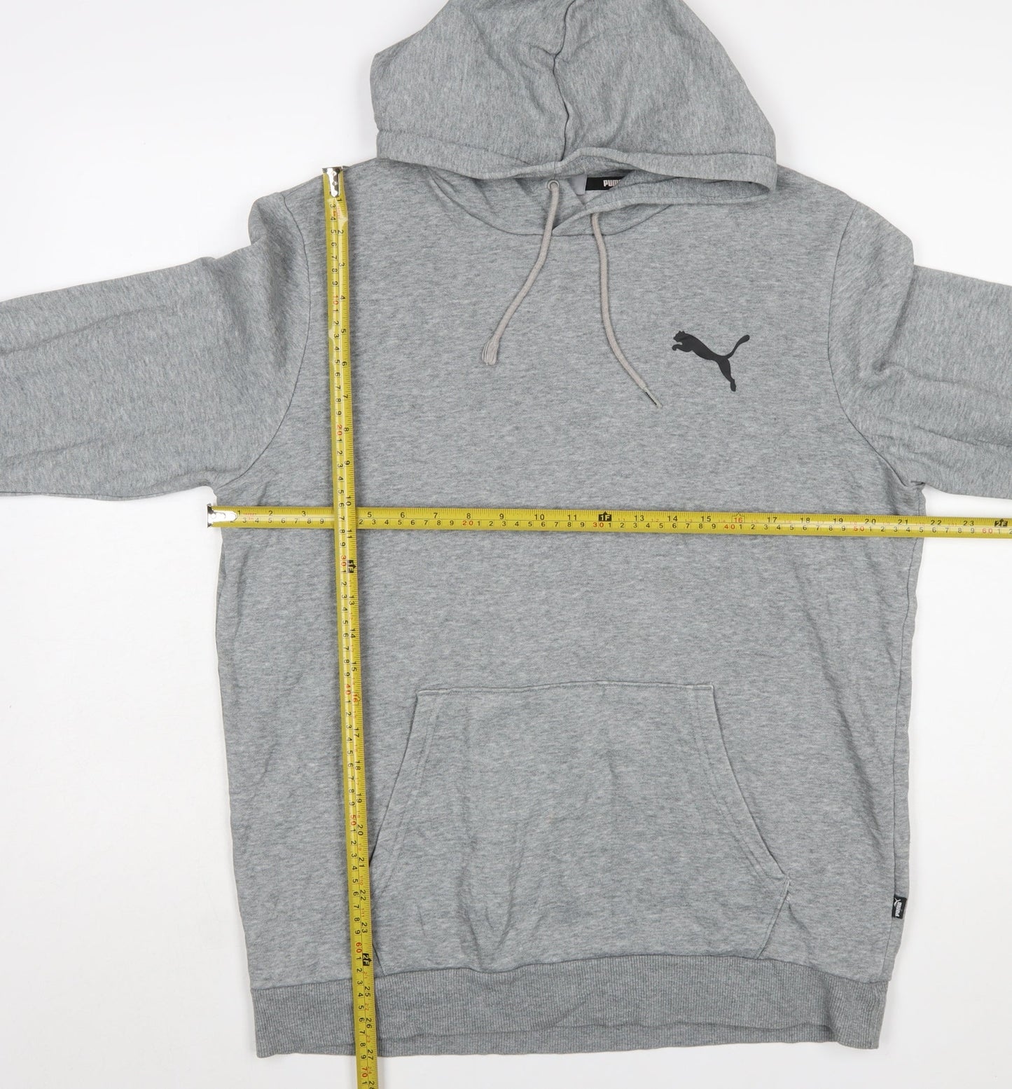 Puma Men's Grey Pullover Hoodie M Regular Fit Logo Sweatshirt