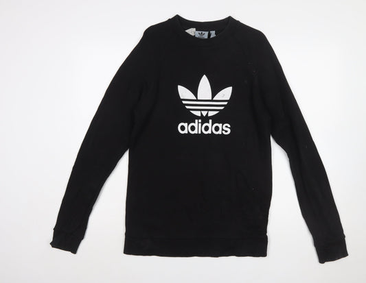 Adidas Men's Black Small Pullover Crew Neck Logo Sweatshirt