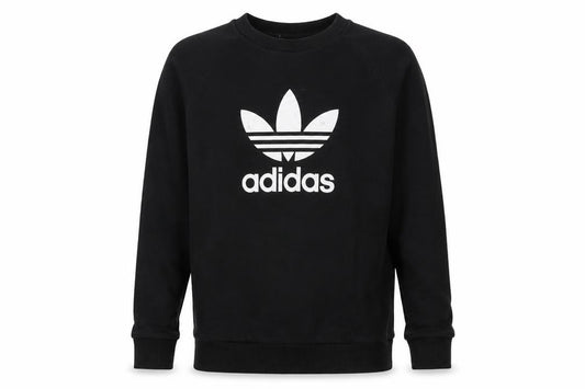 Adidas Men's Black Small Pullover Crew Neck Logo Sweatshirt