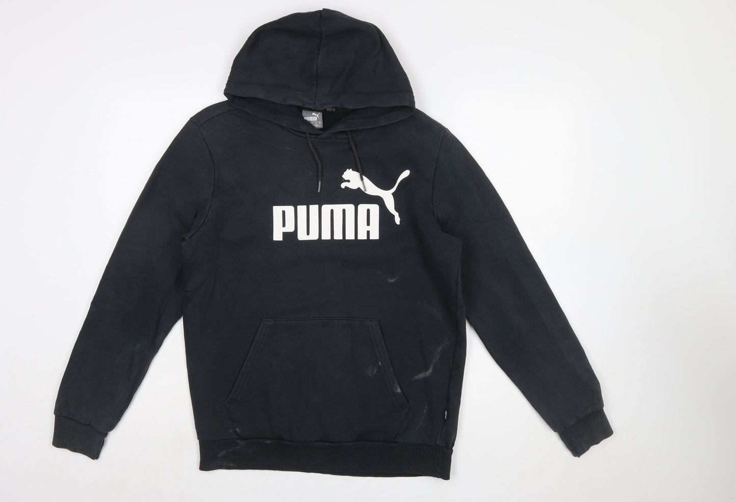 Puma Mens Black Pullover Hoodie S Hooded Logo Sports Sweatshirt