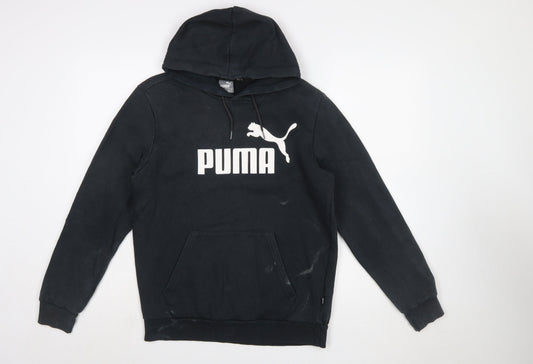 Puma Mens Black Pullover Hoodie S Hooded Logo Sports Sweatshirt