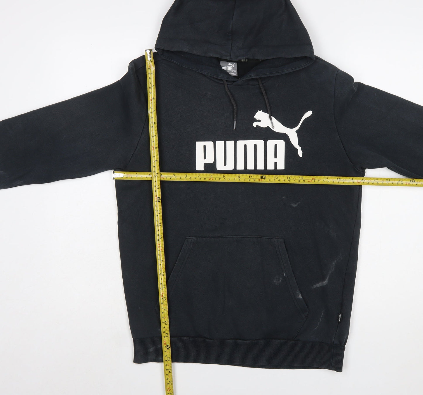 Puma Mens Black Pullover Hoodie S Hooded Logo Sports Sweatshirt