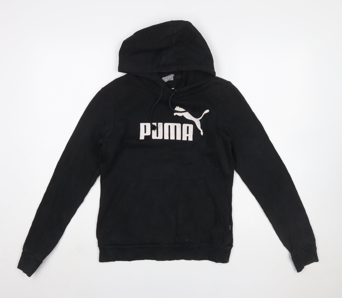 Puma Womens Black XS Pullover Hoodie with Logo Print