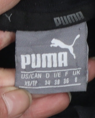 Puma Womens Black XS Pullover Hoodie with Logo Print
