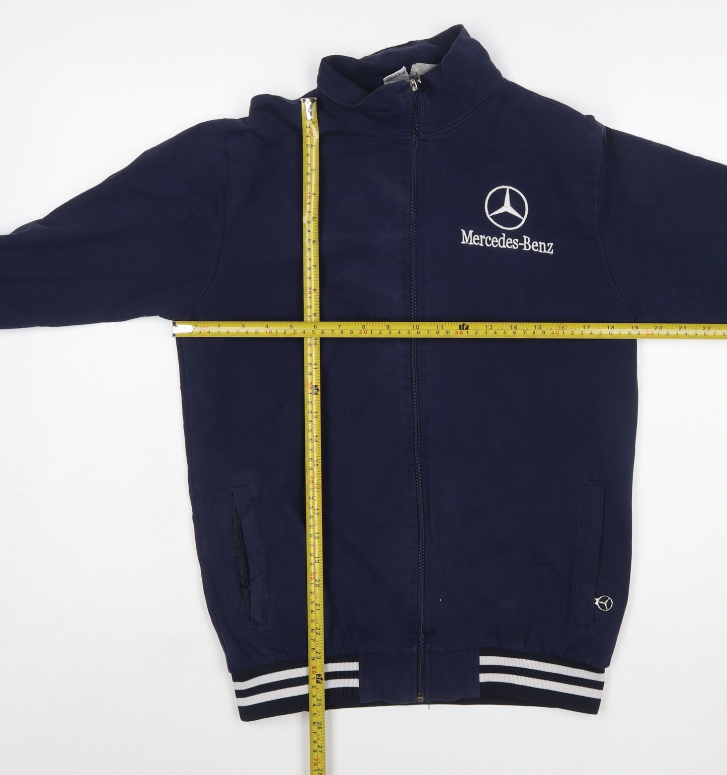 Mercedes-Benz Men's Blue Full Zip Sweatshirt L Embroidered Logo