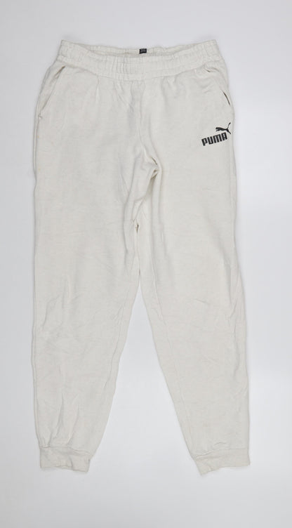 Additional front view of Puma boys’ white jogger sweatpants xl 15-16 years elastic waist pockets