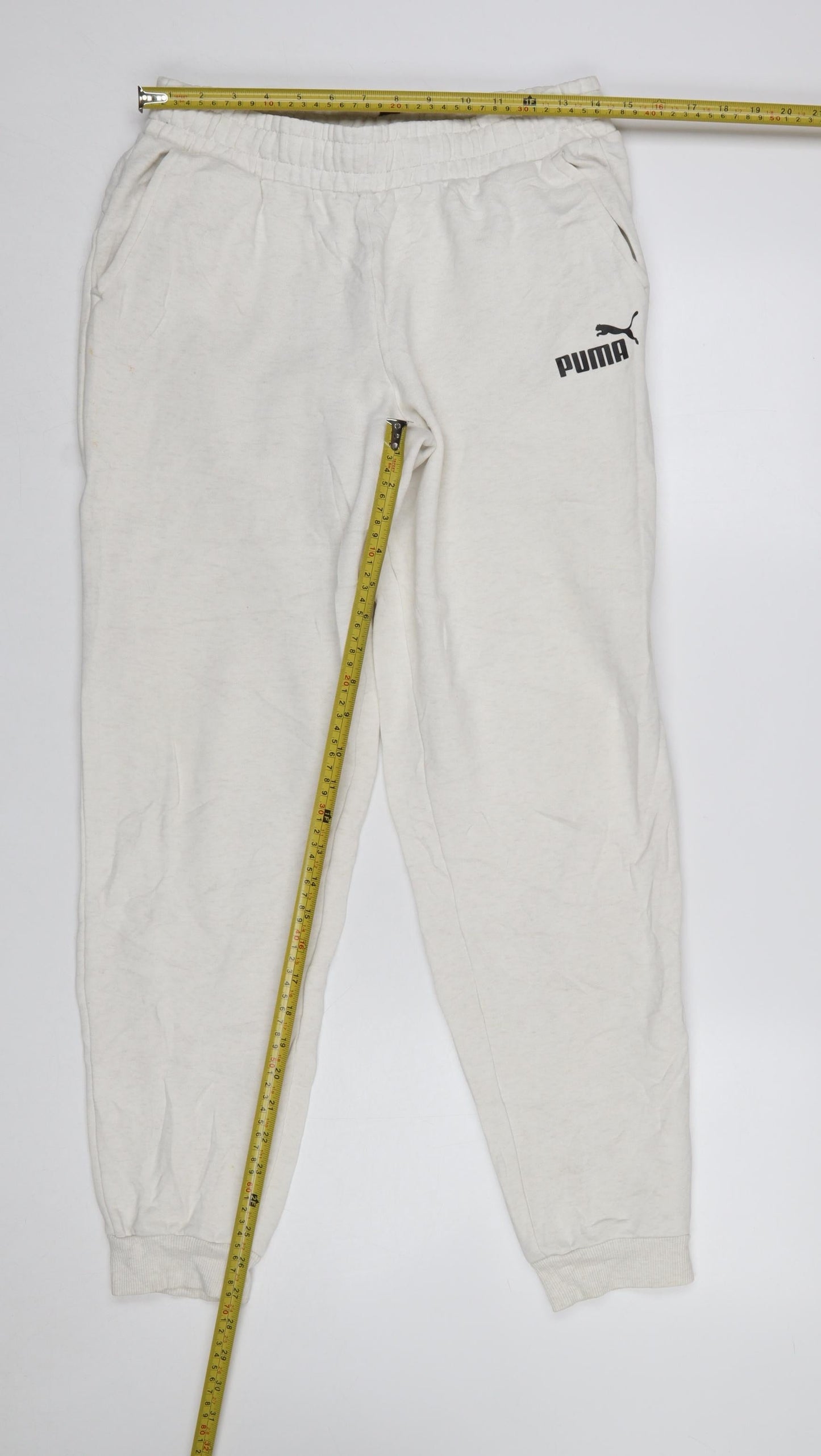 Puma Boys White Jogger Sweatpants XL 15-16 Years Elastic Waist Pockets