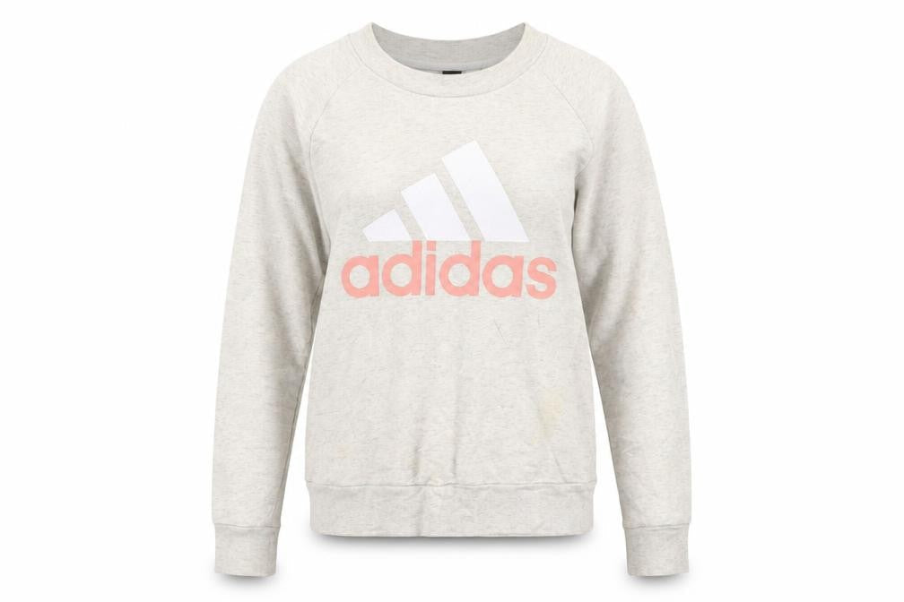 Adidas Women Beige Crew Neck Pullover Sweatshirt Size 8 Cotton Blend