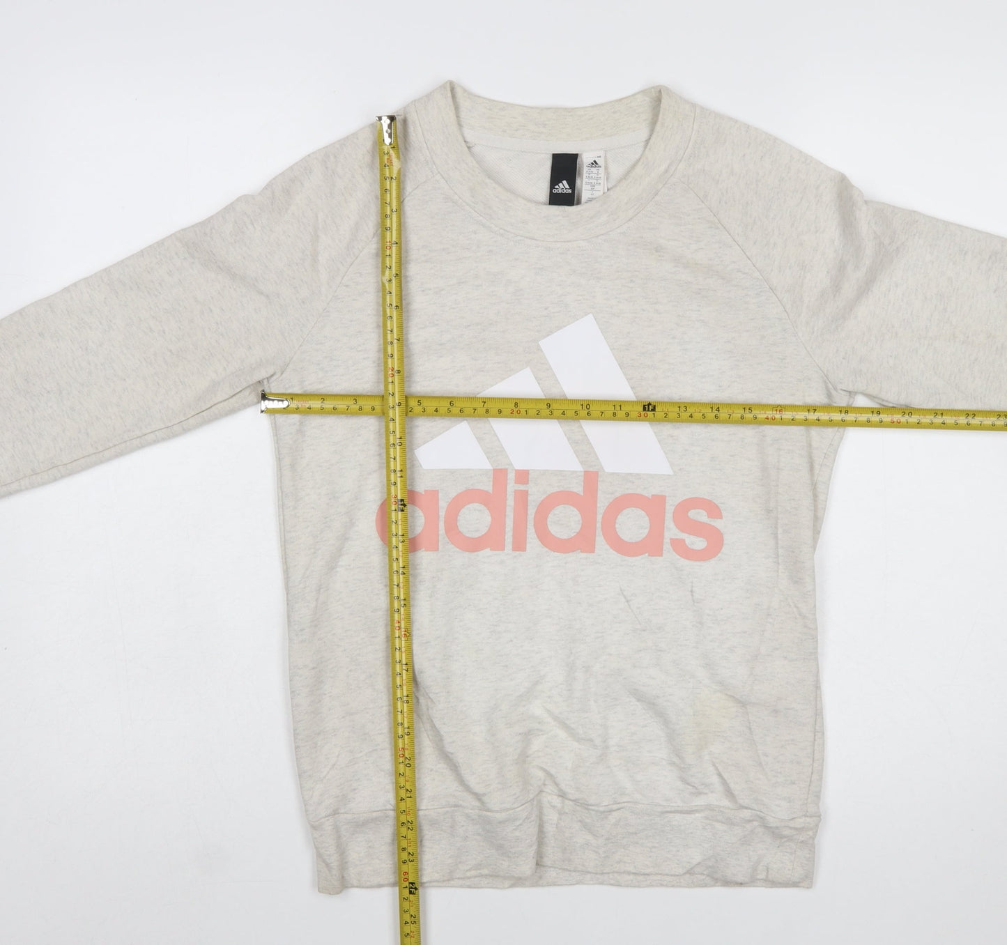 Adidas Women Beige Crew Neck Pullover Sweatshirt Size 8 Cotton Blend