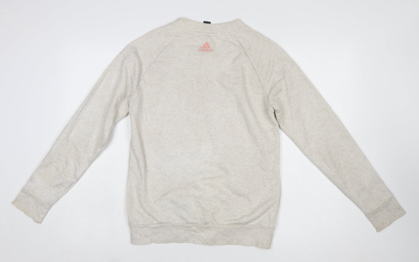 Adidas Women Beige Crew Neck Pullover Sweatshirt Size 8 Cotton Blend