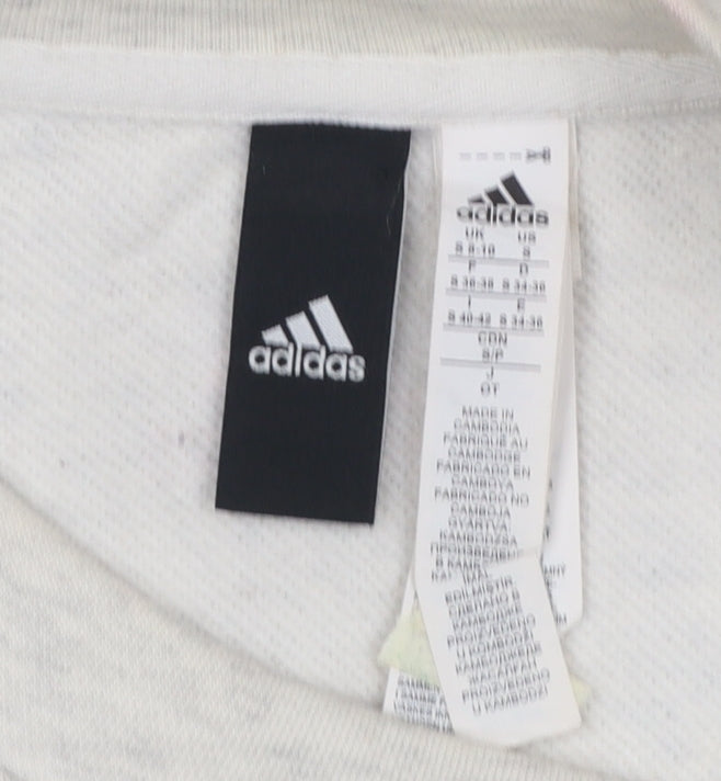 Adidas Women Beige Crew Neck Pullover Sweatshirt Size 8 Cotton Blend