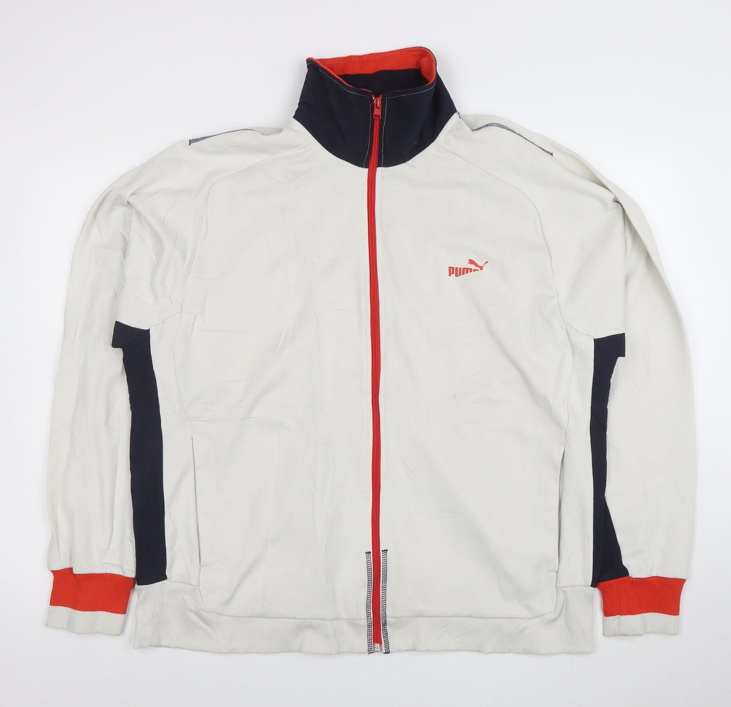 Puma Men's XL White Full Zip Sweatshirt with Red Trim
