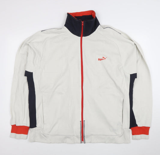 Puma Men's XL White Full Zip Sweatshirt with Red Trim