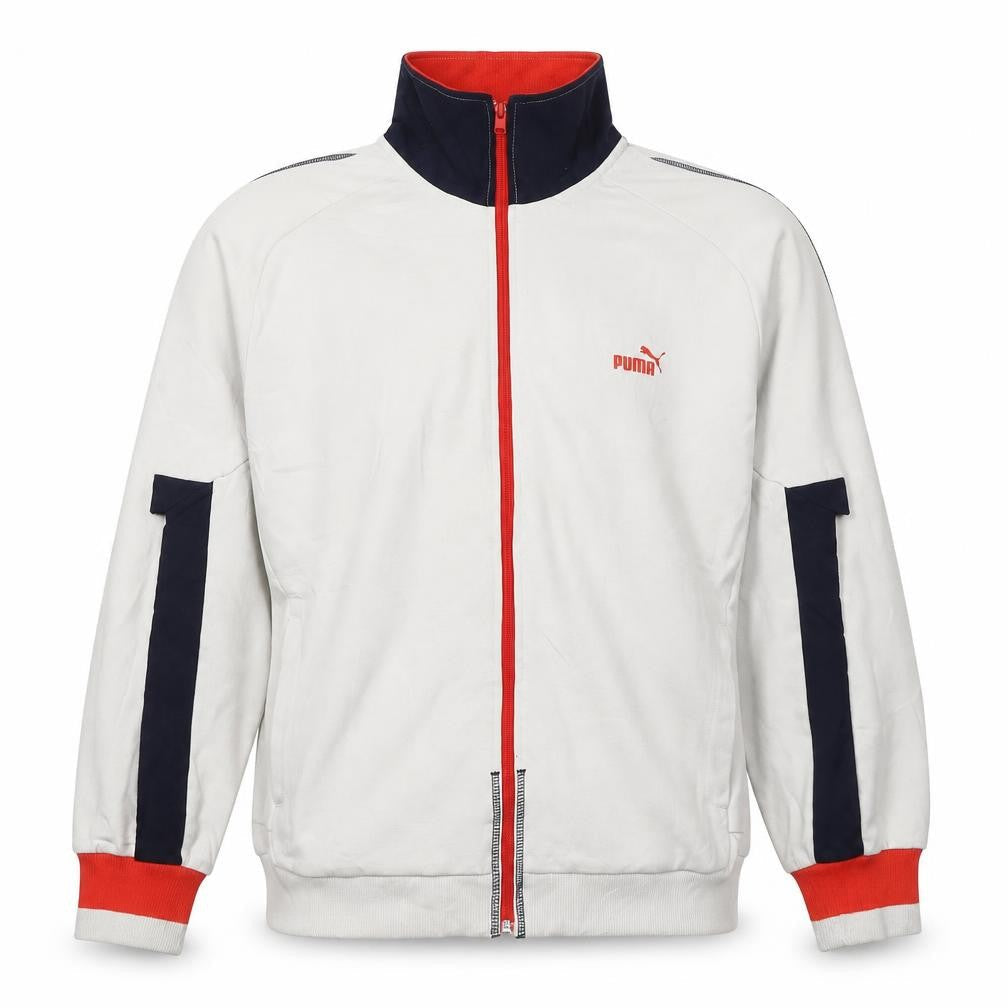 Puma Men's XL White Full Zip Sweatshirt with Red Trim