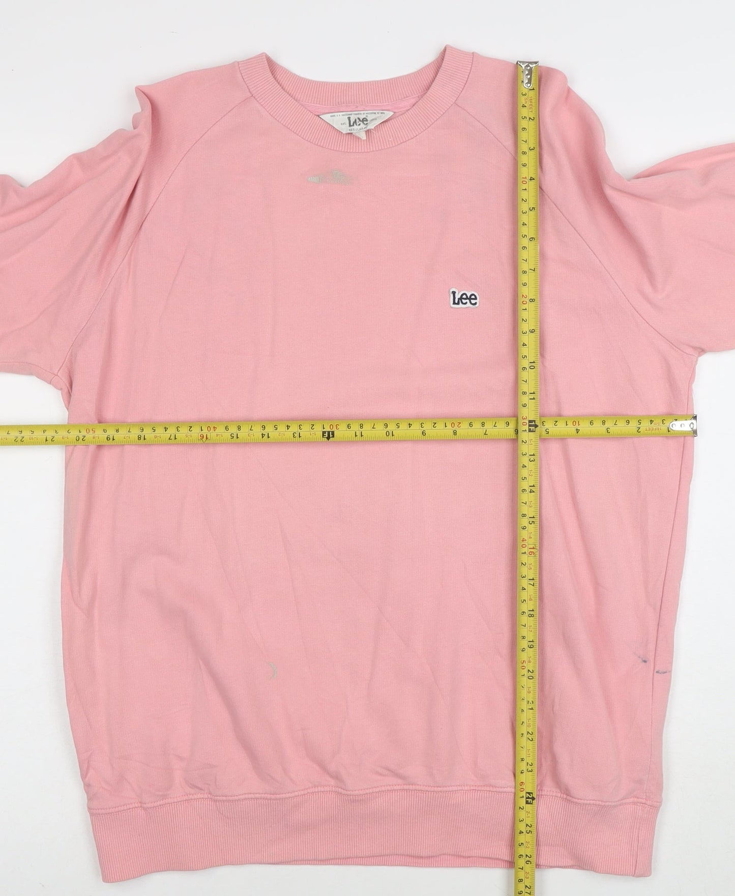 Lee Women Pink Cotton Regular Fit Crew Neck Sweatshirt L