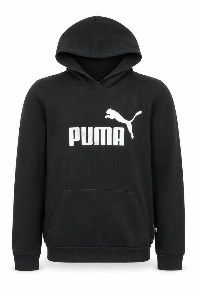 Puma Boys Black Pullover Hoodie Size 14 Years Cotton Blend Logo Print