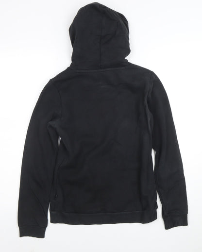 Back view of Puma boys’ black pullover hoodie, size 14, years cotton blend logo print