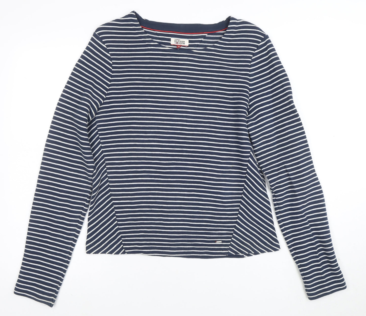 Tommy Hilfiger Denim Women's Blue Striped Long Sleeve Cotton T-Shirt M