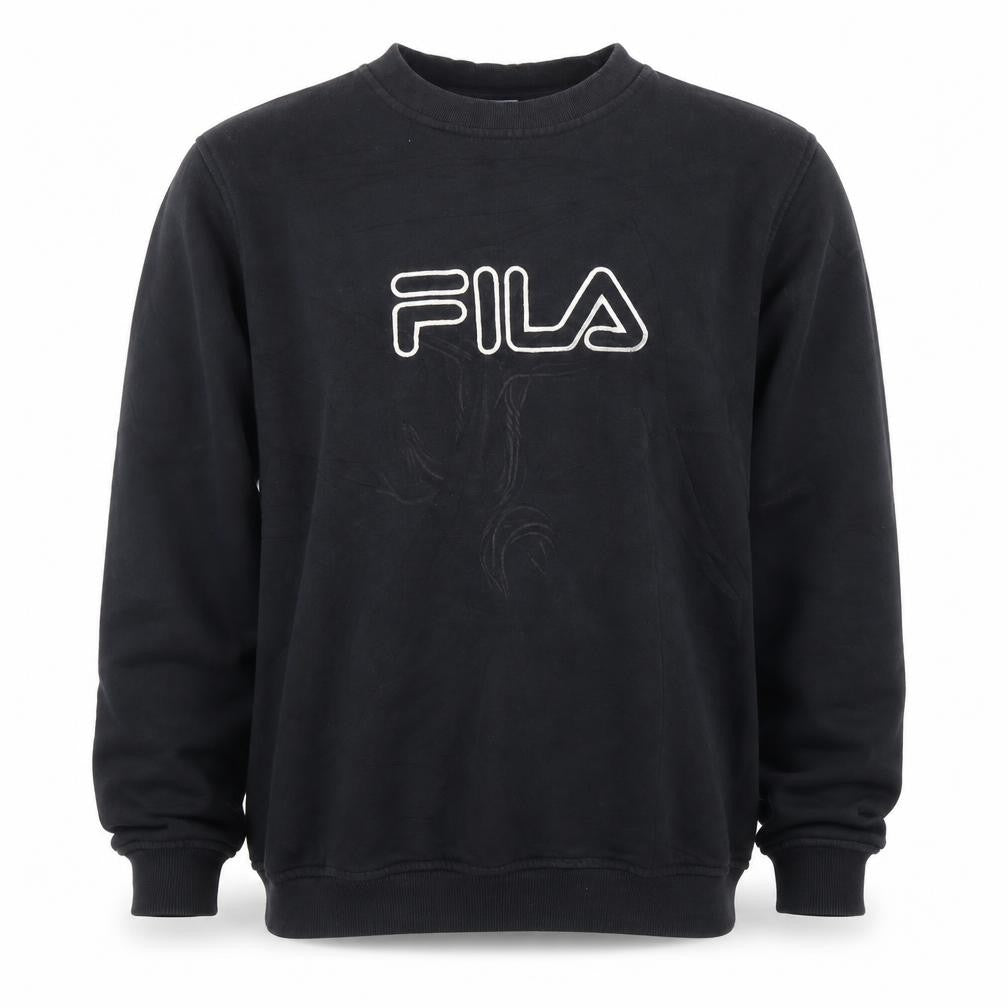 Fila Mens Black Pullover Sweatshirt L Logo Crew Neck Sportswear