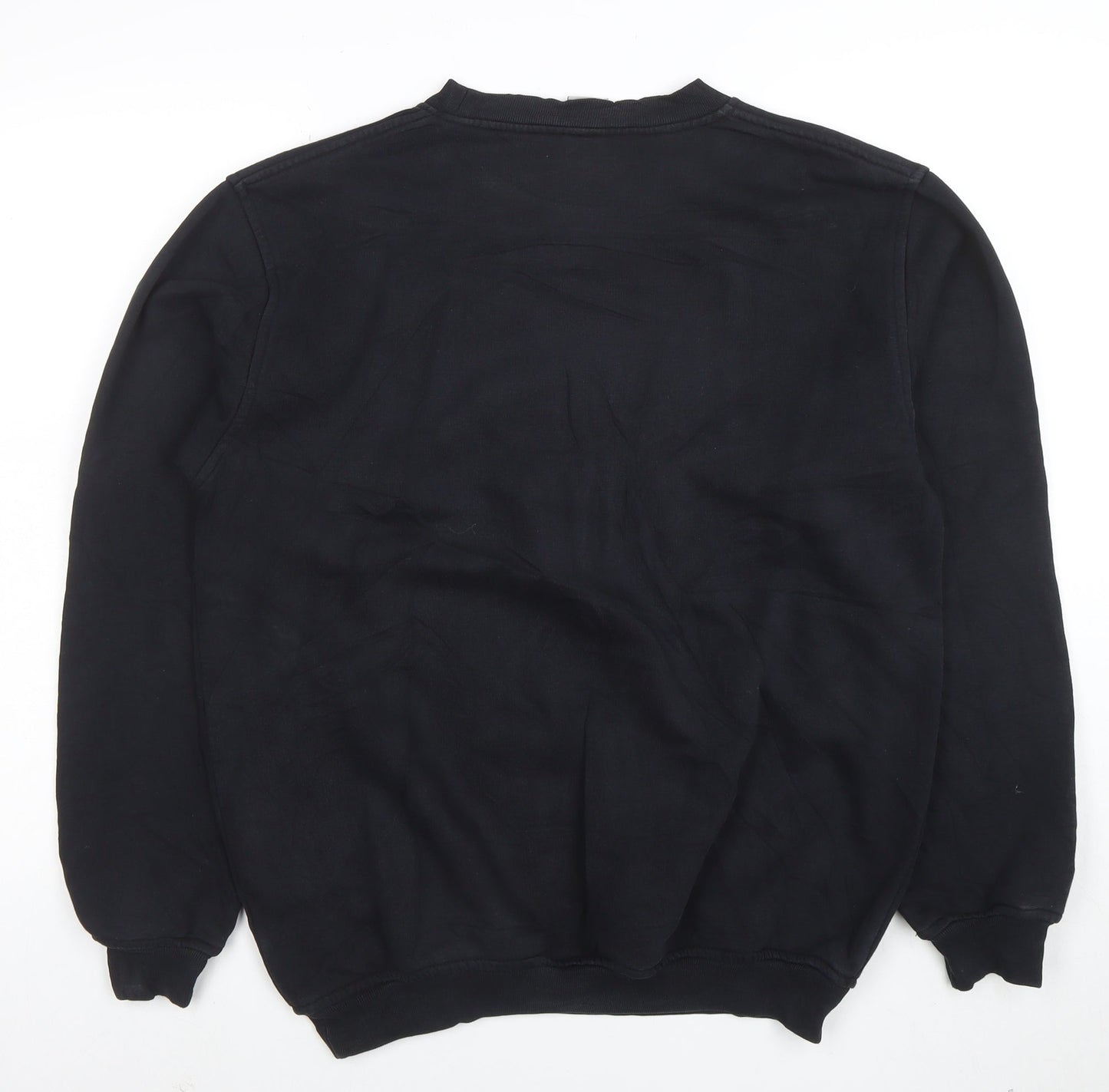 FILA Mens Black Pullover Sweatshirt L Logo Crew Neck Sportswear