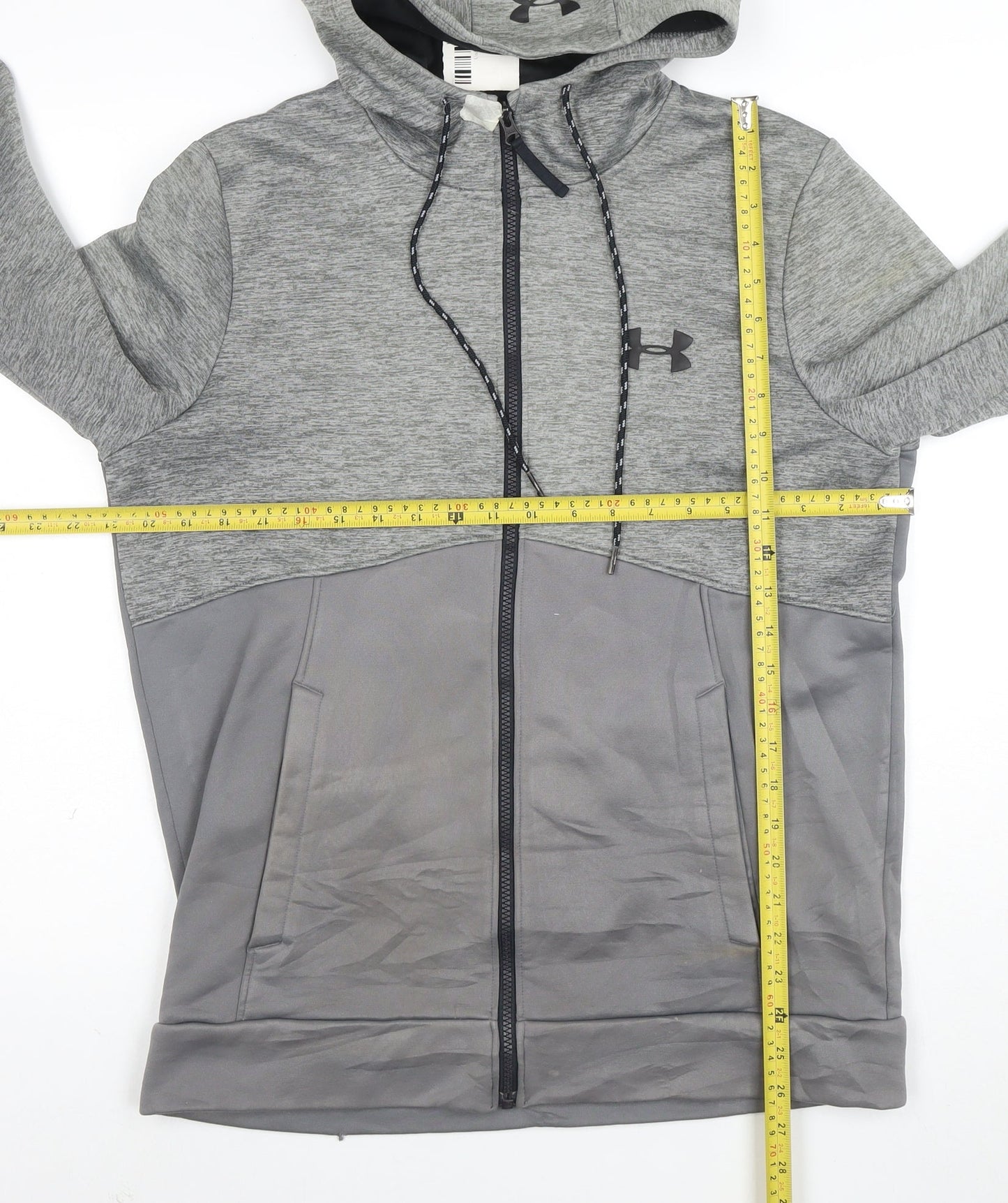 Under Armour Men Grey Full Zip Hooded Fleece Hoodie Size M