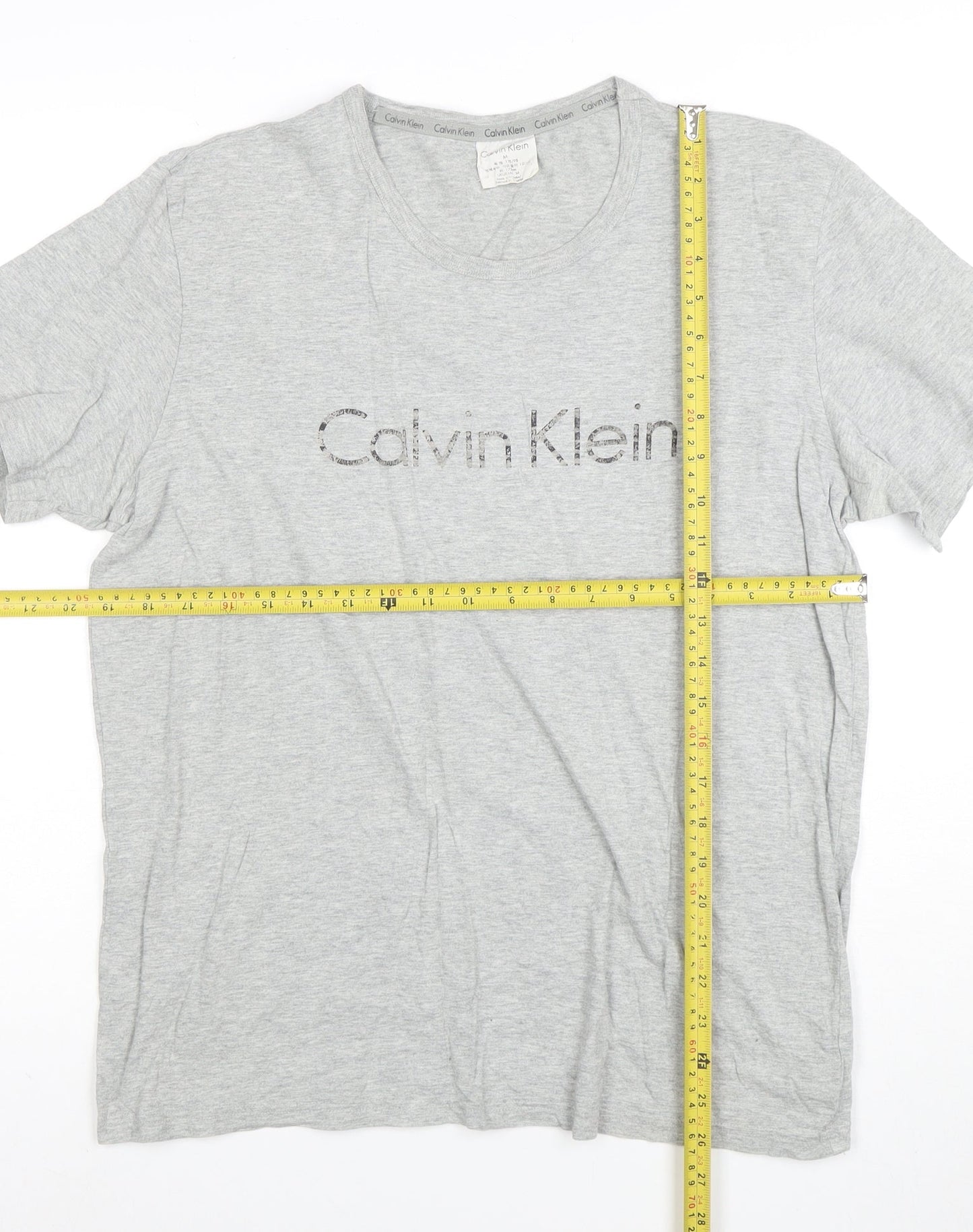 Calvin Klein Men's Grey Logo Crew Neck Cotton T-Shirt Size M