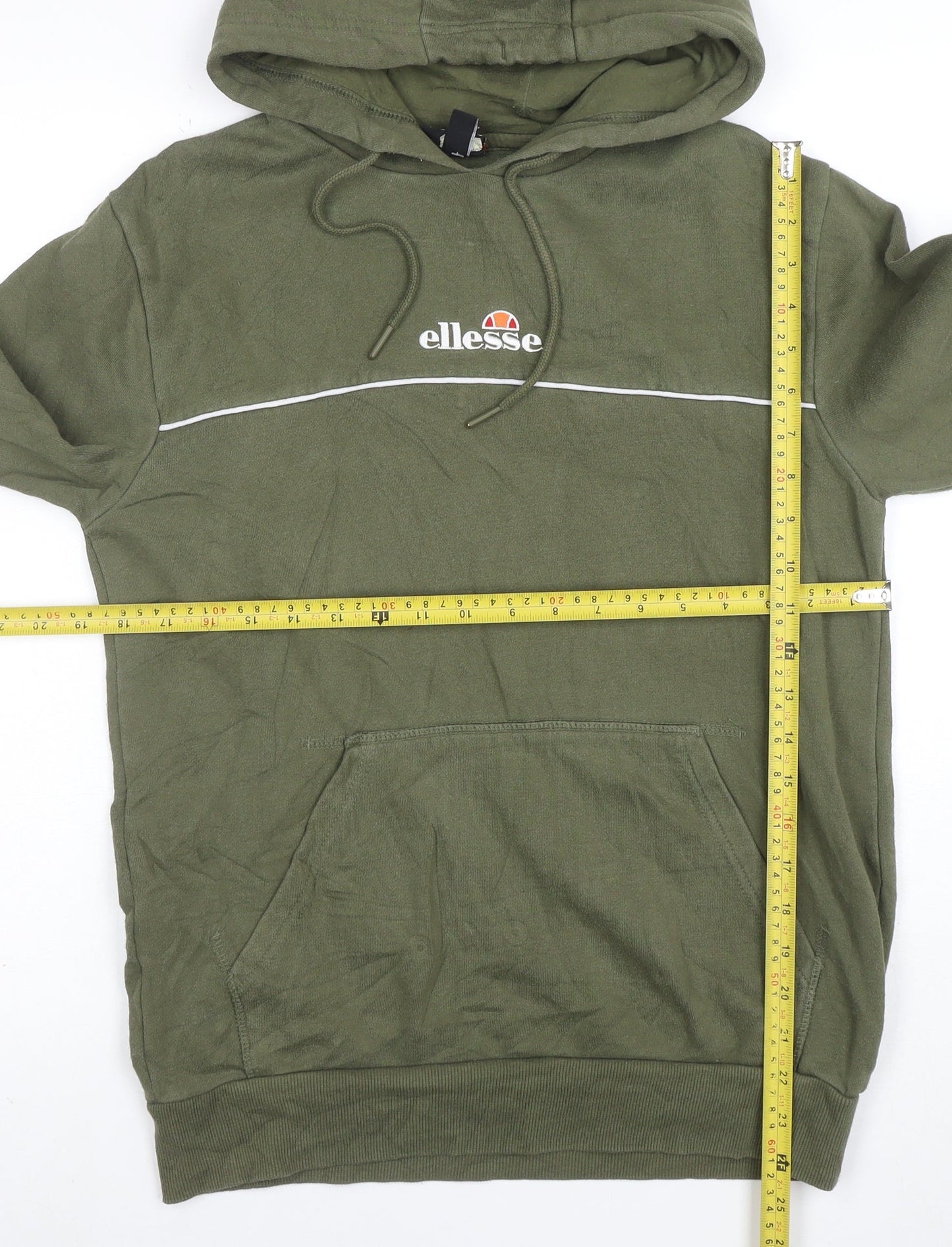 Ellesse Men's Green Pullover Hoodie Small Logo Fleece Sweatshirt