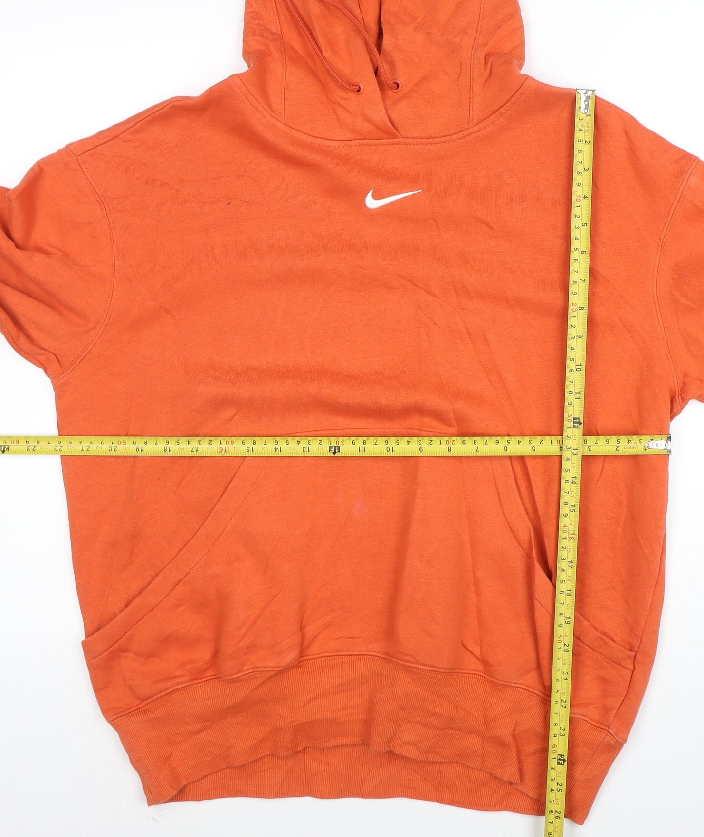 Nike Womens Orange XS Pullover Hoodie Sweatshirt Cotton Blend