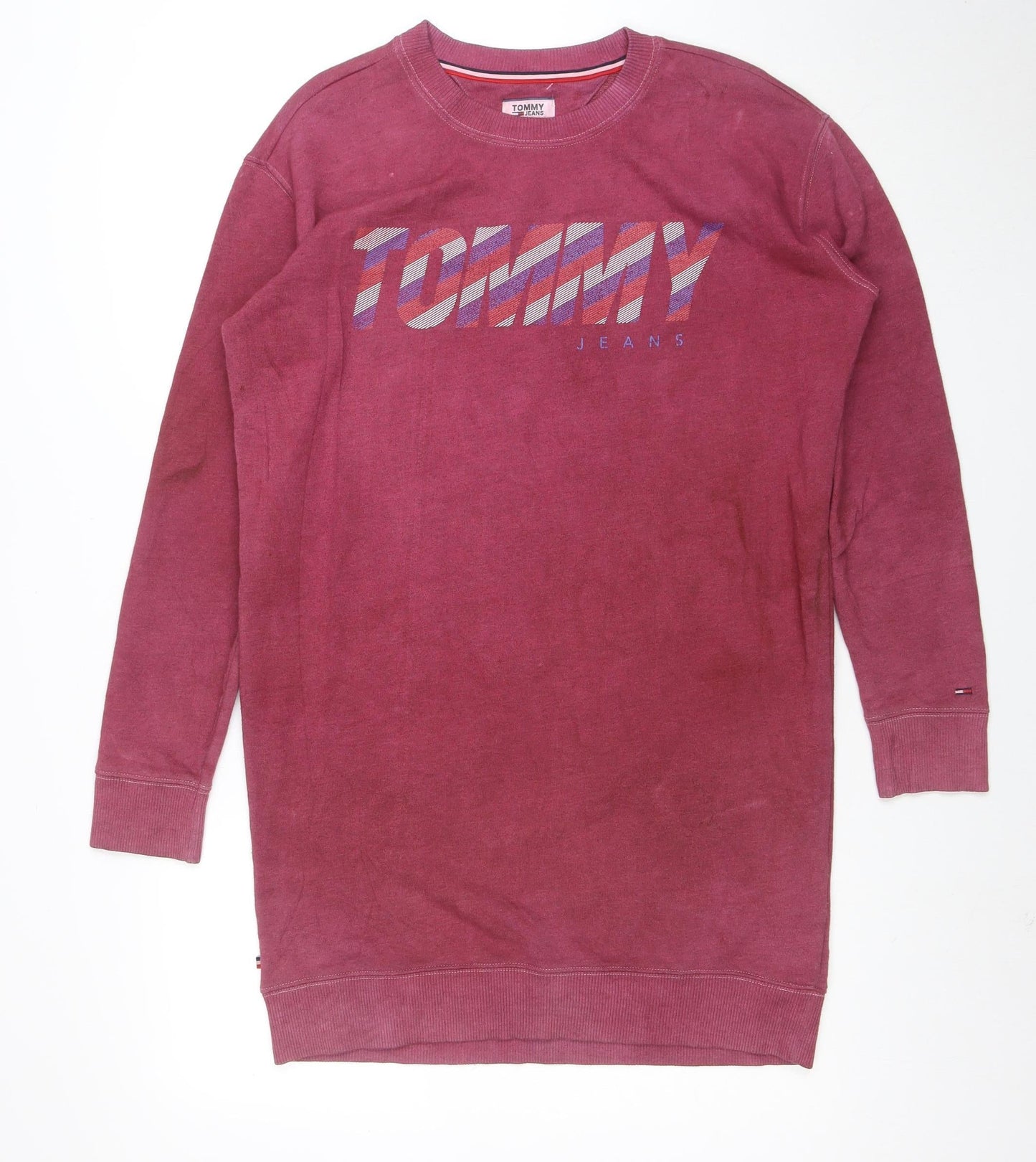 Tommy Jeans Women's Red Long Sleeve T-Shirt Dress Size S