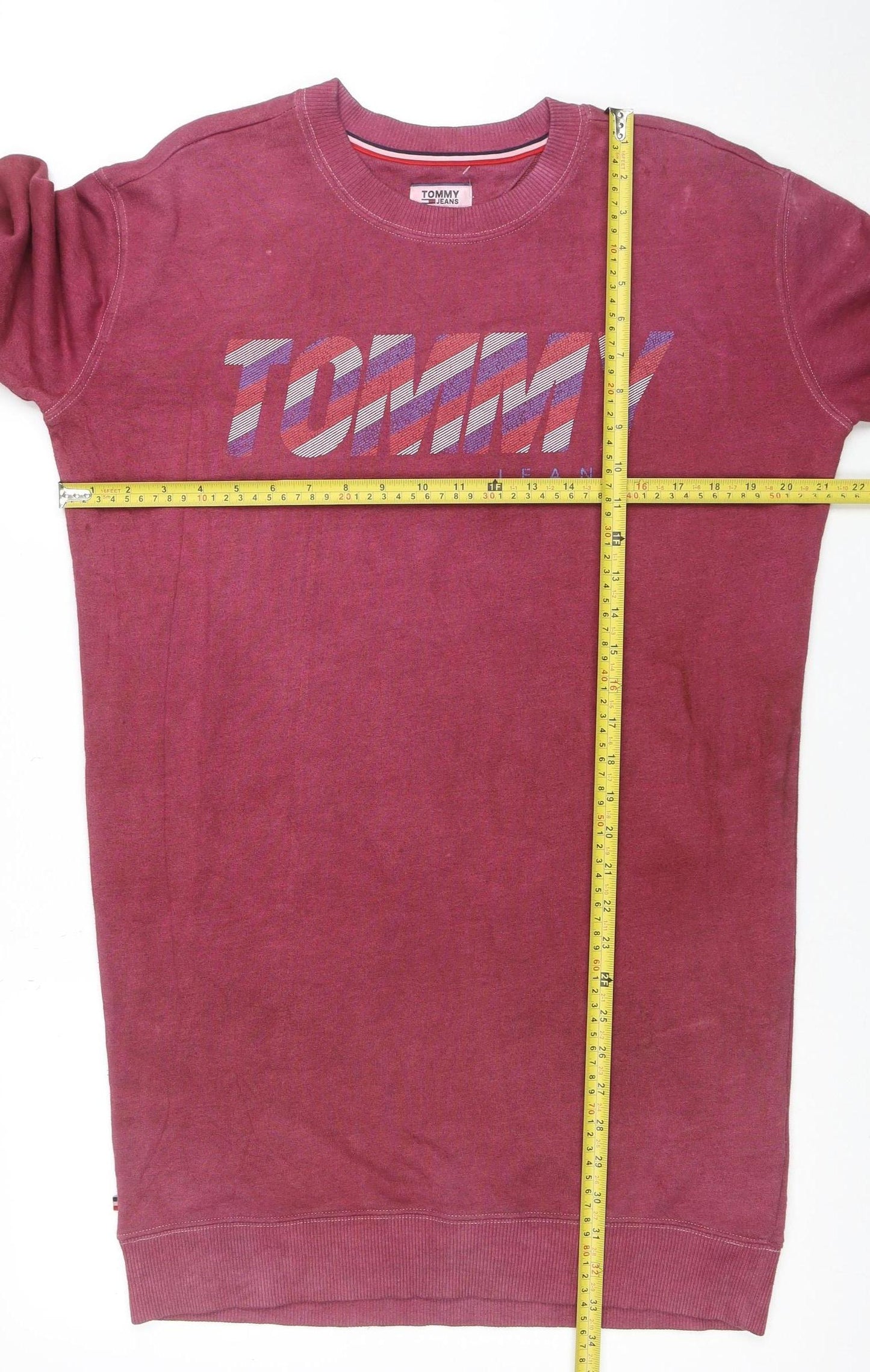 Tommy Jeans Women's Red Long Sleeve T-Shirt Dress Size S