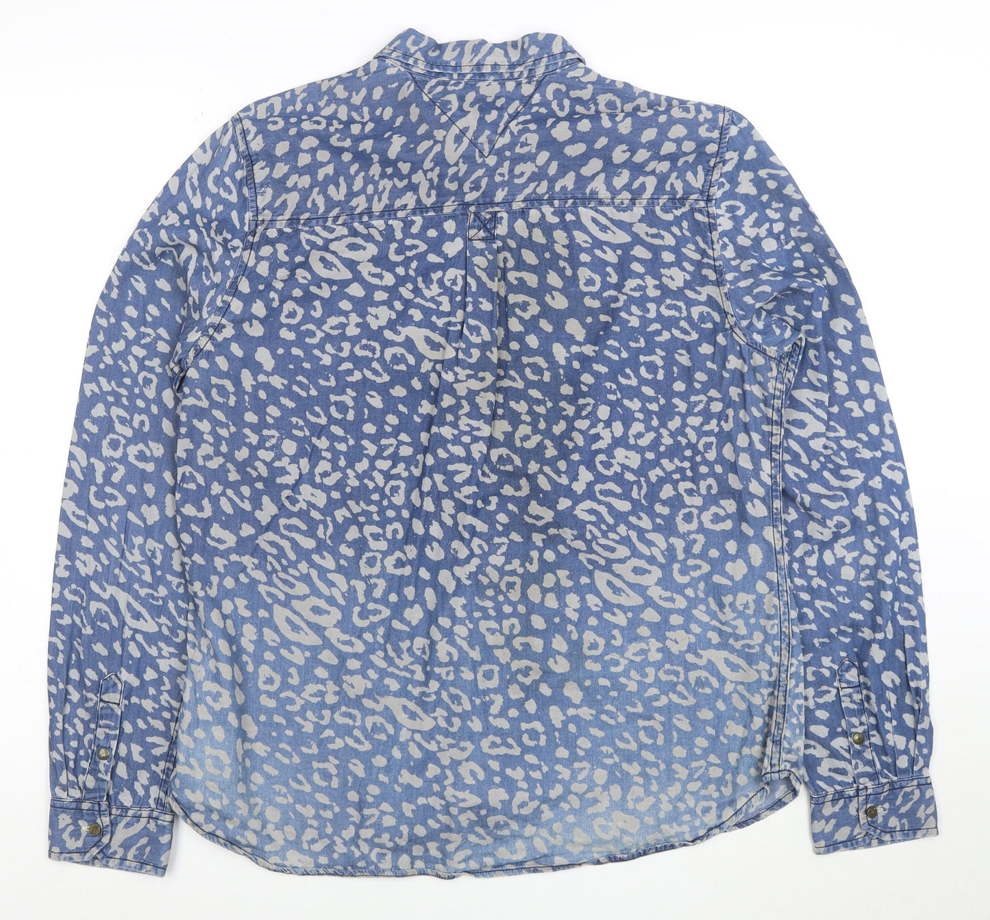 Tommy Hilfiger Women Blue Animal Print Denim Button-Up Shirt XL