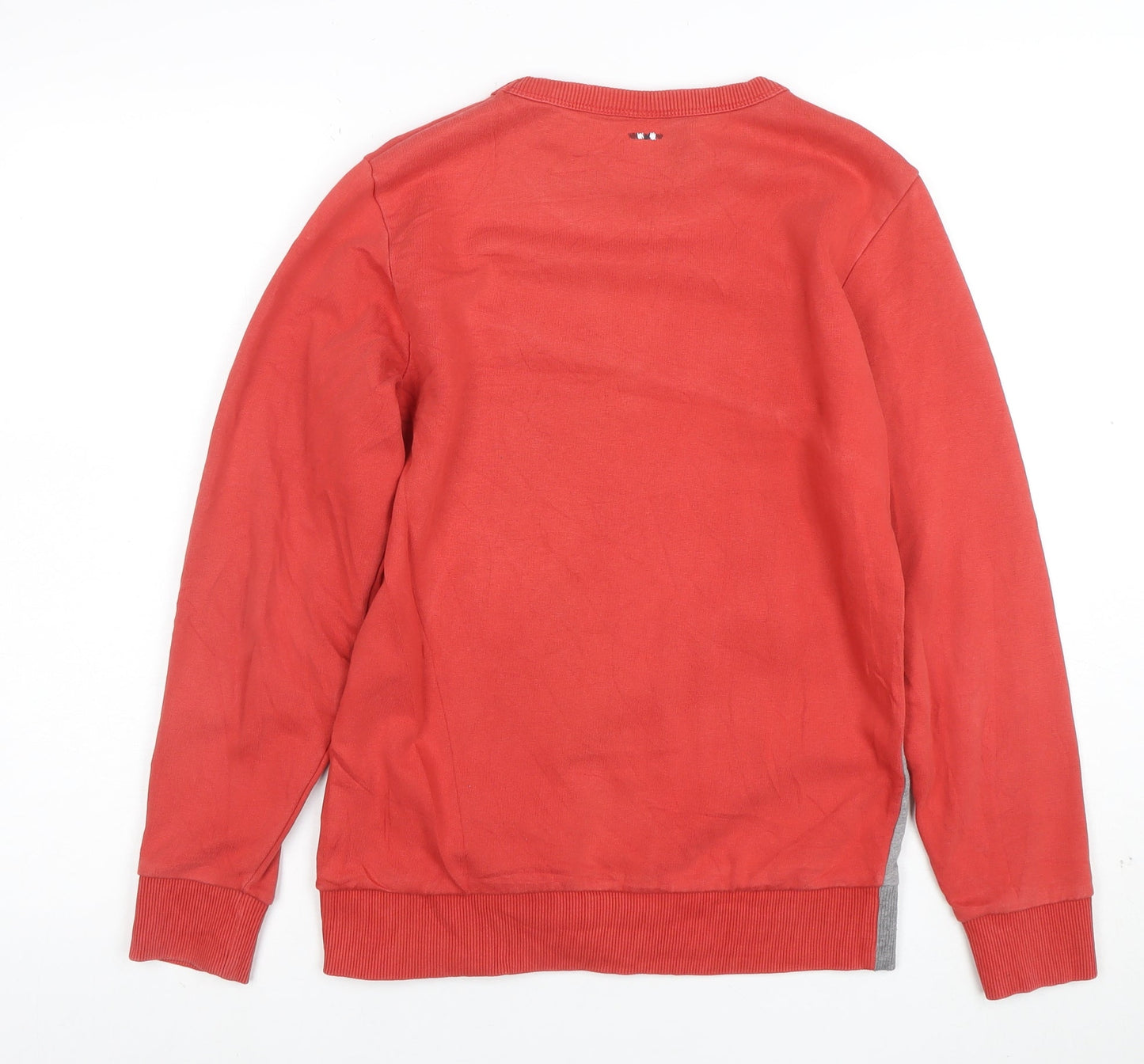 Napapijri Boys Red Grey Pullover Sweatshirt Size 12 Cotton Blend Logo Graphic