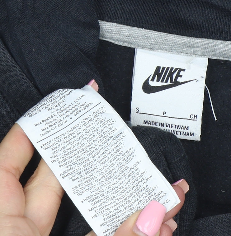 Nike Men Black Small Pullover Hoodie Sports Logo Jersey