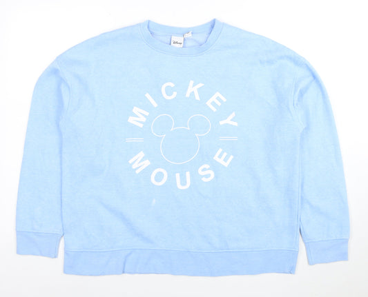 Disney Women Blue Mickey Mouse Pullover Sweatshirt M