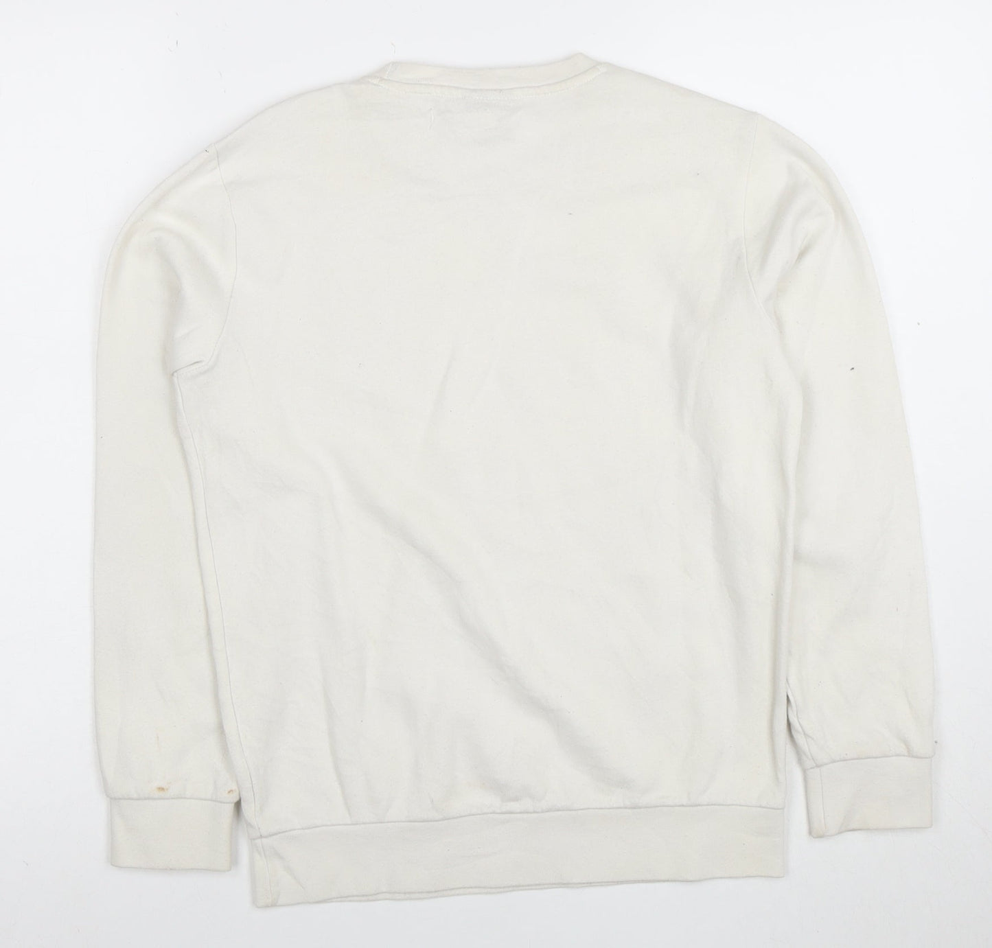 Champion Boys Ivory Large Crew Neck Pullover Sweatshirt with Logo Print