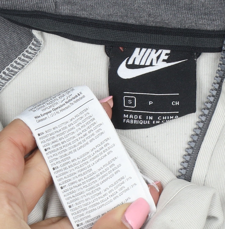Nike Men's Grey Full Zip Hoodie Size S Regular Fit Cotton Blend
