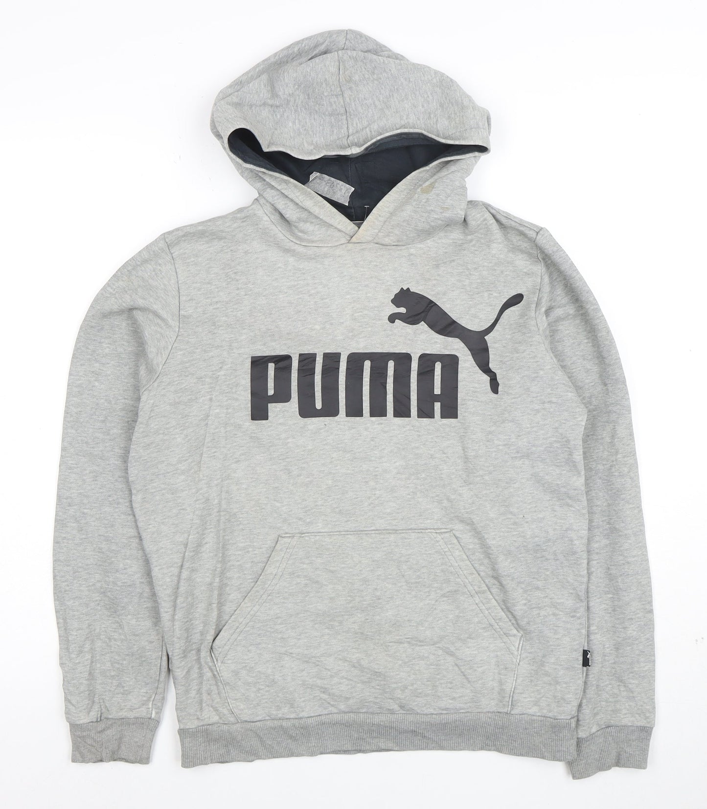 Puma Boys Grey Pullover Hoodie XL 13-14 Years Cotton Blend Logo