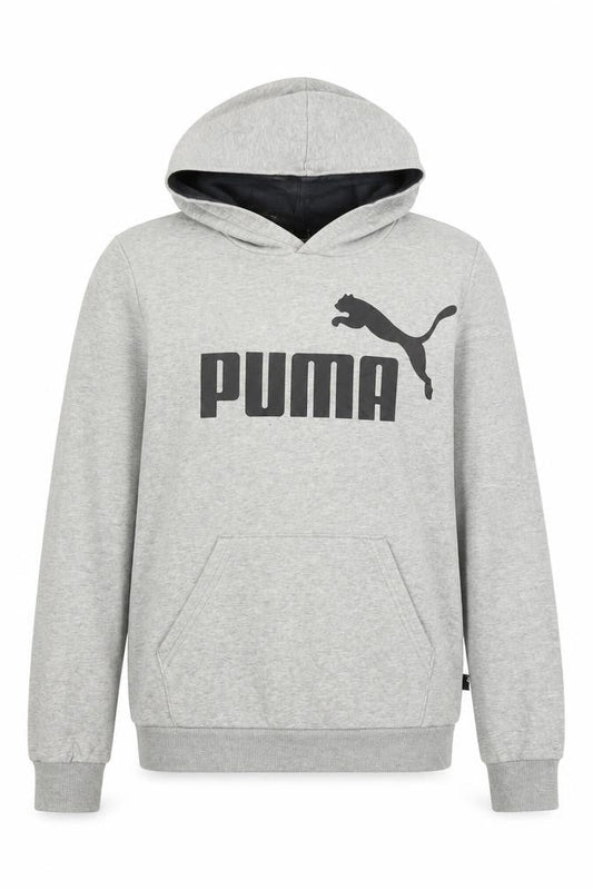 Puma Boys Grey Pullover Hoodie XL 13-14 Years Cotton Blend Logo