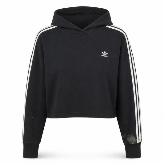 Adidas Women's Black Cropped Hoodie XS Cotton Casual Pullover