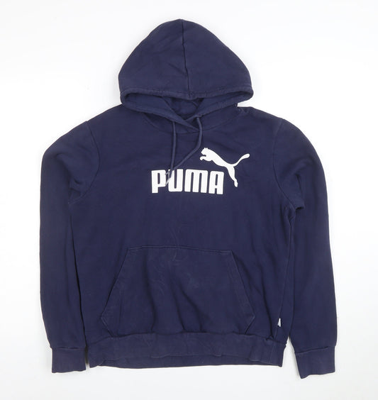 Puma Women's Navy Blue Pullover Hoodie Size M Logo Design