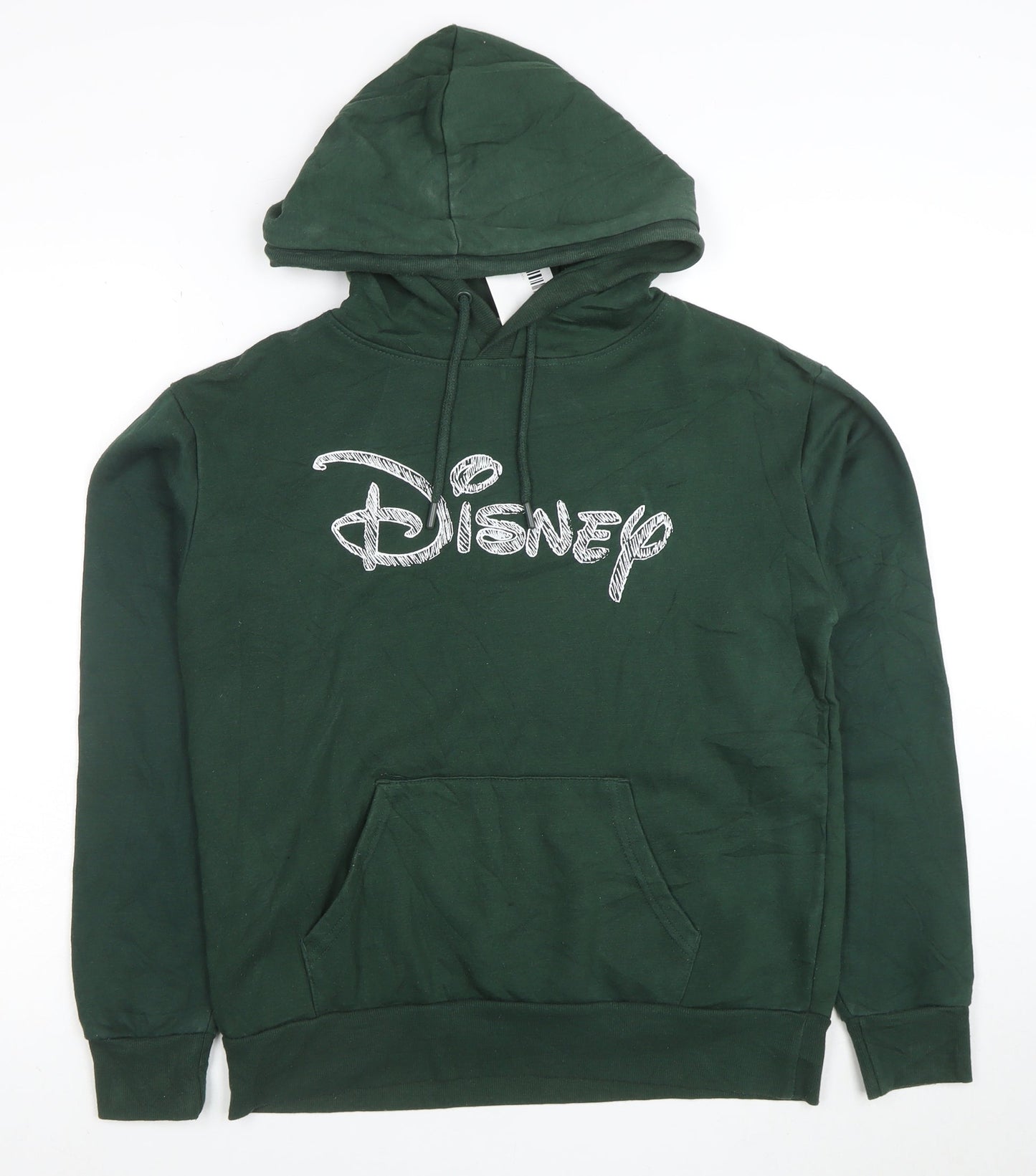 Disney Women's Green Pullover Hoodie XS Relaxed Fit Cotton Blend