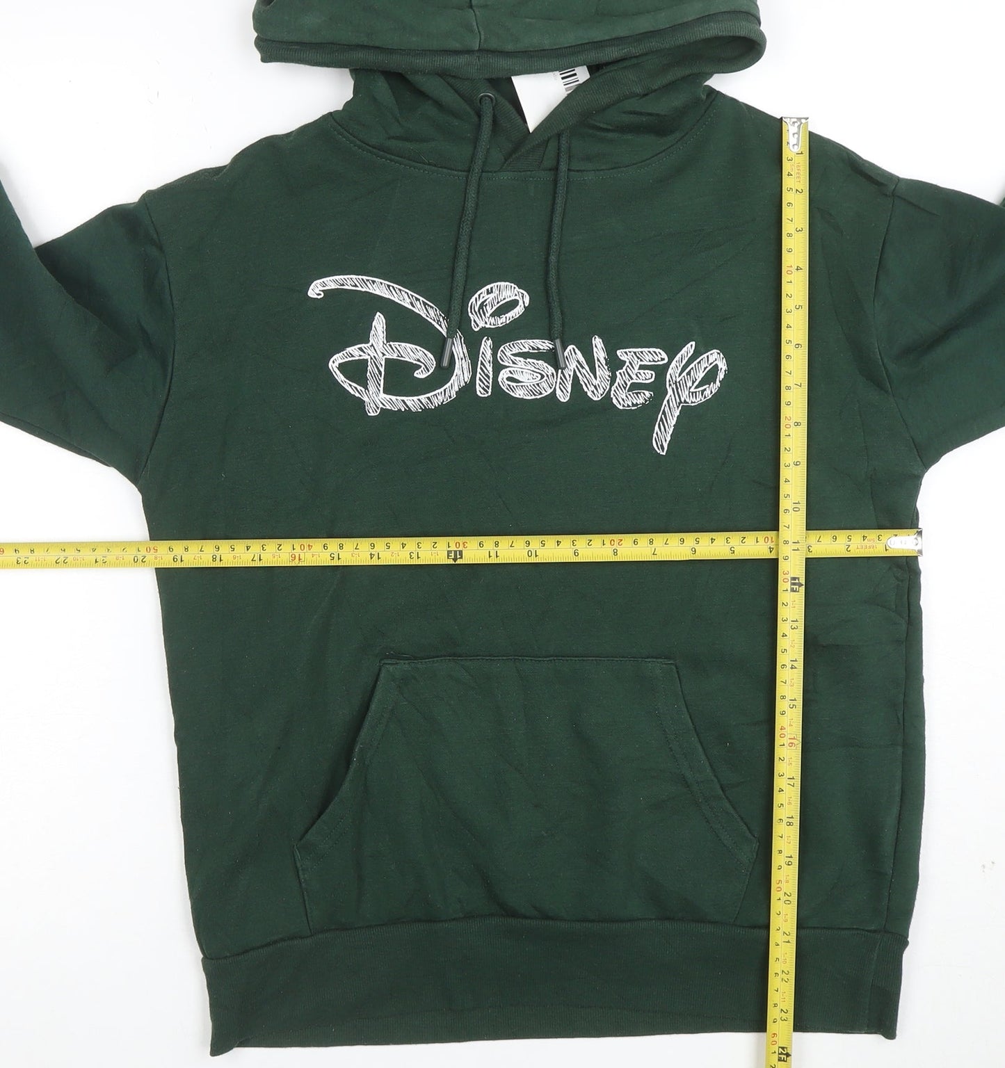 Disney Women's Green Pullover Hoodie XS Relaxed Fit Cotton Blend
